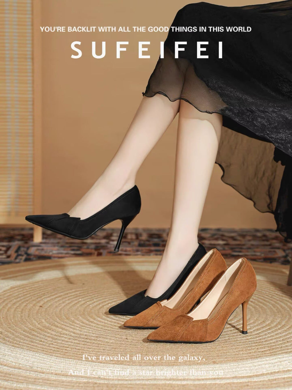 2026 Autumn New French Style High Heels For Women, Pointed Toe Black Pumps, Shallow Mouth Formal Office Career Dress Shoes