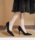 2026 Autumn New French Style High Heels For Women, Pointed Toe Black Pumps, Shallow Mouth Formal Office Career Dress Shoes