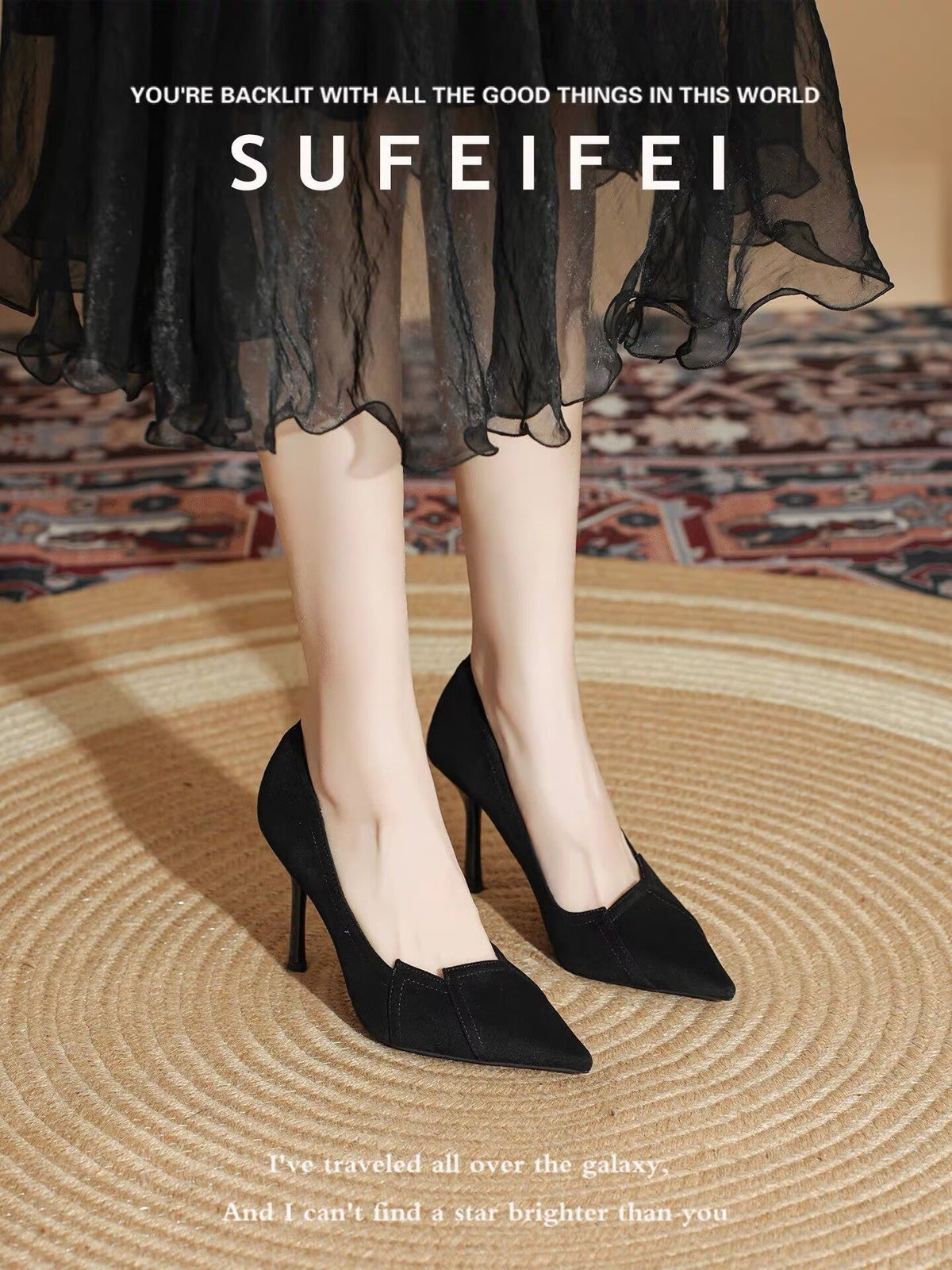 2026 Autumn New French Style High Heels For Women, Pointed Toe Black Pumps, Shallow Mouth Formal Office Career Dress Shoes