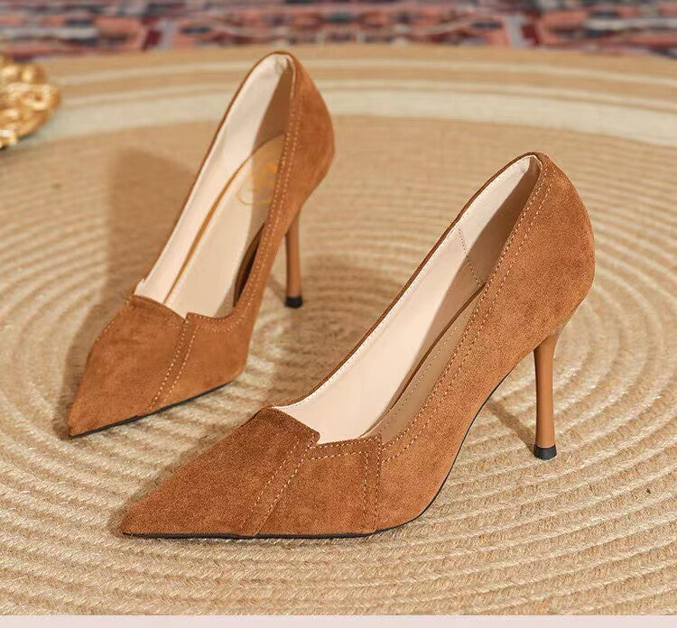 2026 Autumn New French Style High Heels For Women, Pointed Toe Black Pumps, Shallow Mouth Formal Office Career Dress Shoes